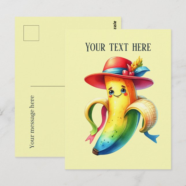 Roligt banan älskare lägg till text vykort (Fram/baksida)