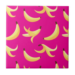 Roligt Banan-fest mönster färgglatt - redigerbart Kakelplatta