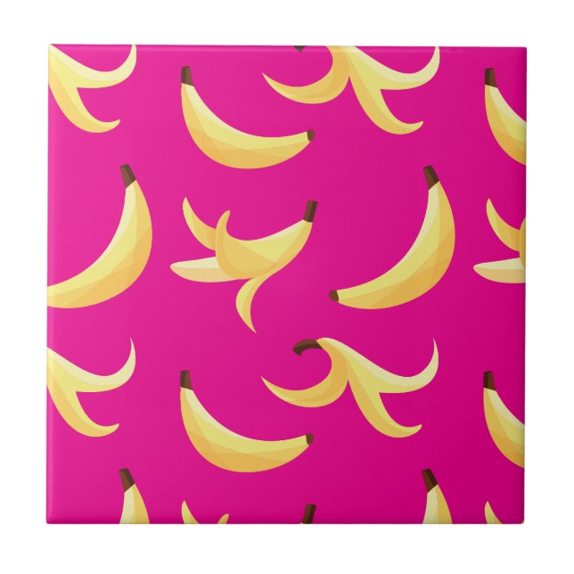Roligt Banan-fest mönster färgglatt - redigerbart Kakelplatta (Framsidan)