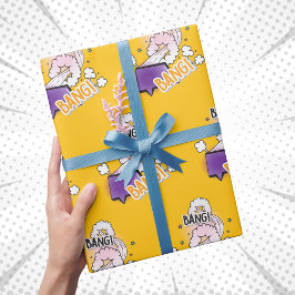 Roligt bang Tecknad bok stil trendig-gåva Presentpapper