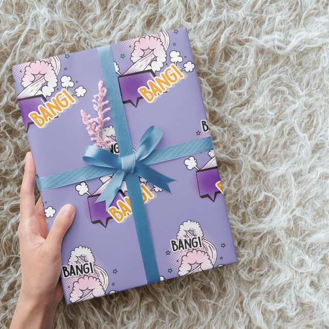 Roligt bang Tecknad bok stil trendig-gåva Presentpapper (Skapare uppladdad)