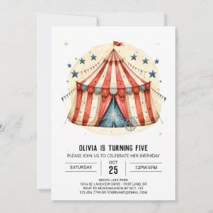 Roligt Barns födelsedag i Tält Circus Inbjudningar