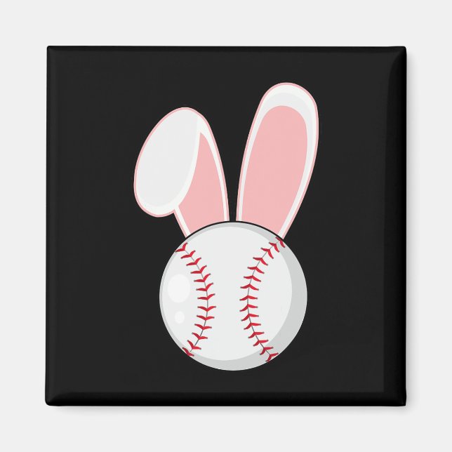 Roligt Baseball Bunny Påsk Kids Boys Småbarn Magnet (Framsidan)
