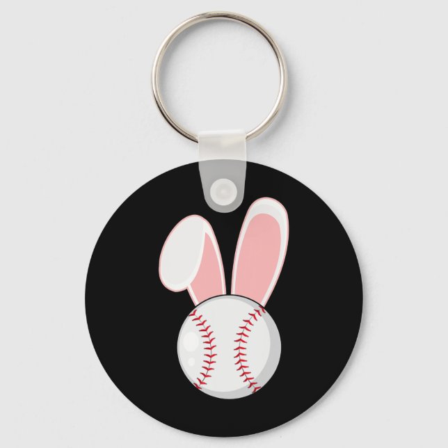 Roligt Baseball Bunny Påsk Kids Boys Småbarn Nyckelring (Framsida)