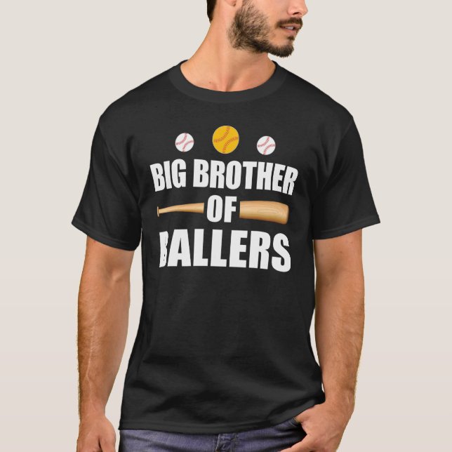 Roligt Baseball och Softball Player Big Brother of T Shirt (Framsida)