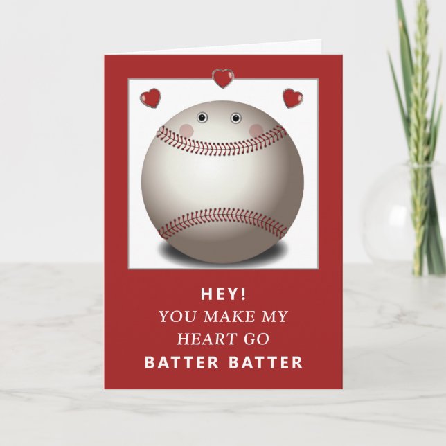 roligt baseball valentine-kort helgkort (Framsida)