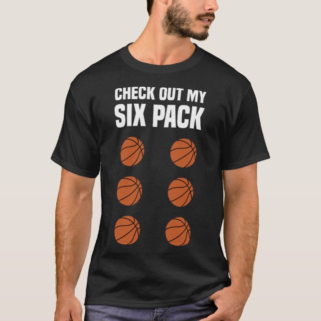 Roligt Basketball 6 Pack Basketball Player T Shirt (Framsida)