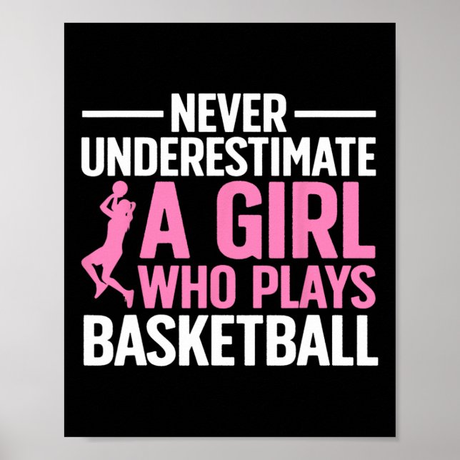 Roligt Basketball Art for Girls Youth Tonåringar B Poster (Framsidan)