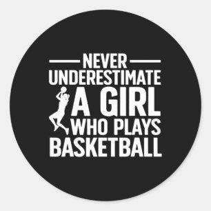 Roligt Basketball Art for Girls Youth Tonåringar B Runt Klistermärke