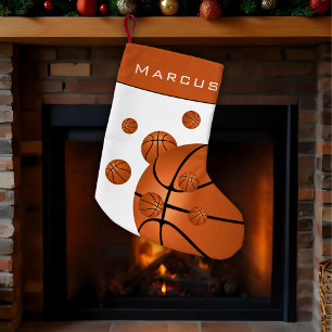 Roligt Basketball Bollar Orange Boy's Namn Kids Liten Julstrumpa