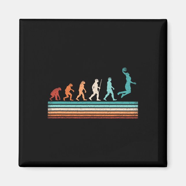 Roligt Basketball Evolution Retro Basketball Playe Magnet (Framsidan)