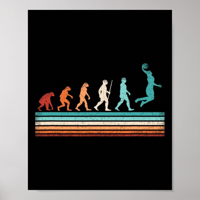 Roligt Basketball Evolution Retro Basketball Playe Poster (Framsidan)