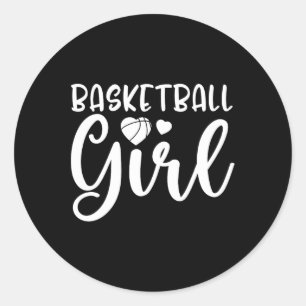 Roligt Basketball Girl Basketball Älskare Runt Klistermärke