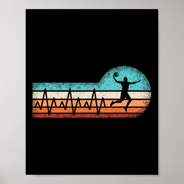 Roligt Basketball Heartslag Basket Boll Player Poster (Framsidan)