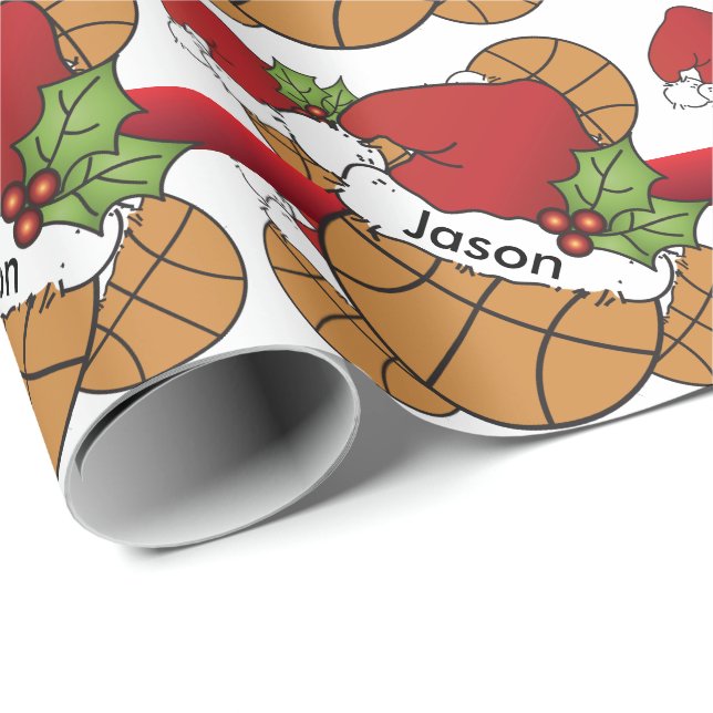 Roligt Basketball-jul | DIY NAMN Presentpapper (Rullad Hörn)