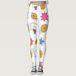Roligt basketball mönster - vit leggings