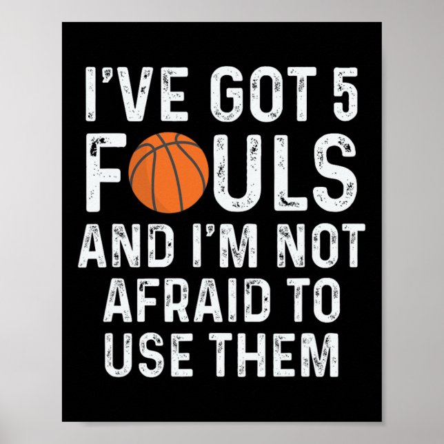 Roligt Basketball Player Ringar 5 Fouls Poster (Framsidan)