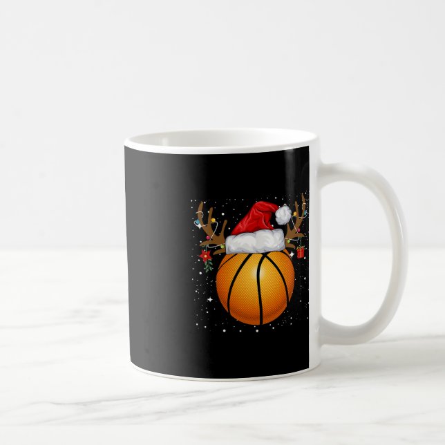 Roligt Basketball Reindeer Santa Hat jul Holida Kaffemugg (Höger)