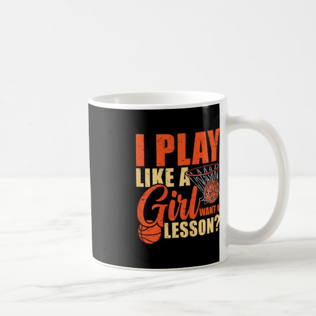 Roligt Basketboll jag spelar som en flicka Kaffemugg (Höger)