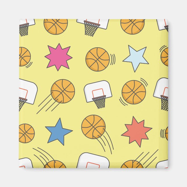 Roligt basketboll mönster magnet (Framsidan)