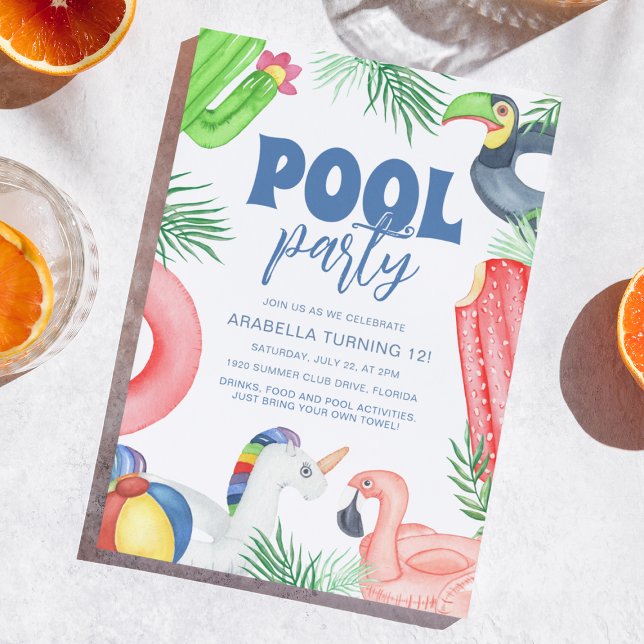 Roligt Bassäng Party | Födelsedag Inbjudningar (Skapare uppladdad)