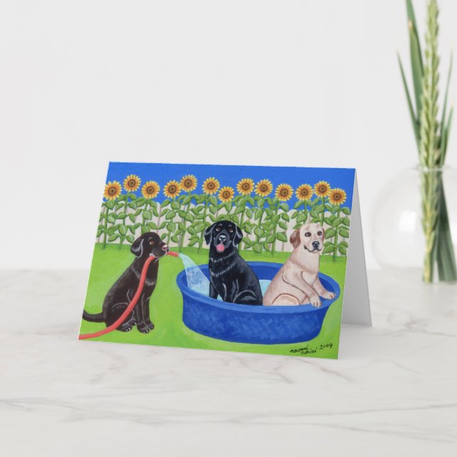 Roligt bassängparty Labradors Kort (Framsida)