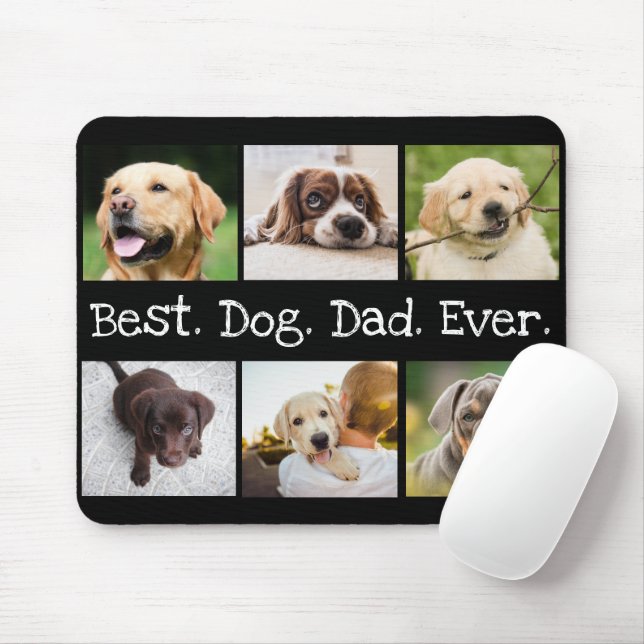 Roligt Bästa Hund Pappa någonsin 6 Photo Collage B Musmatta (Med mus)