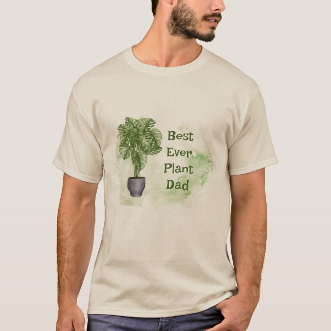 Roligt Bästa någonsin Plant Pappa Houseplant Monst T Shirt (Framsida)