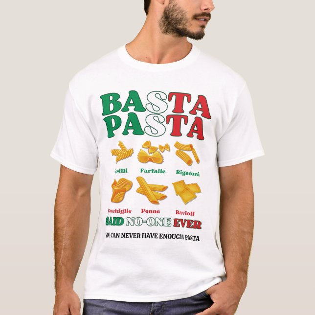 Roligt BASTA PASTA sa ingen någonsin italienare T Shirt (Framsida)