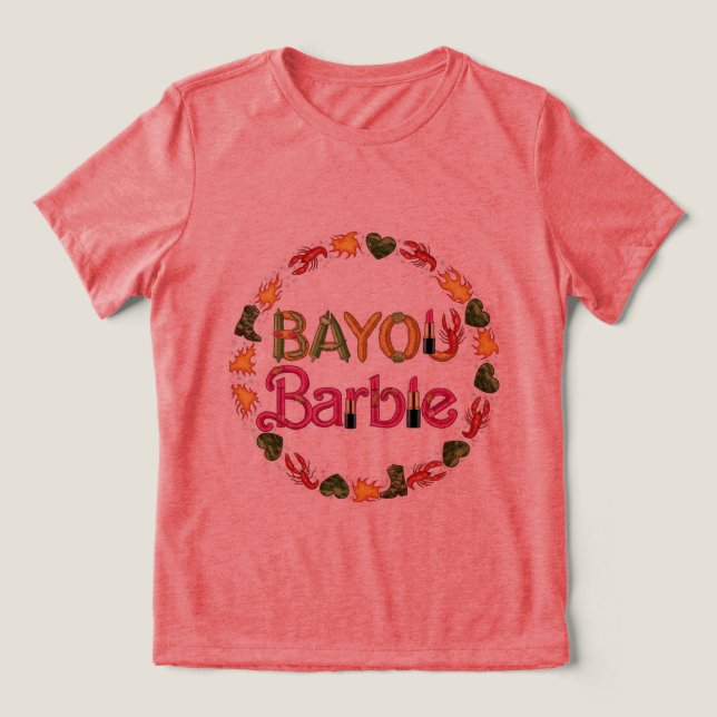 Roligt Bayou Barbie Glitter Tee! 💕 👢 T Shirt (Design Framsida)