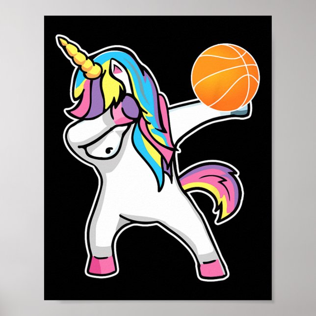 Roligt Bball  Bball för Girls Unicorn-spel Poster (Framsidan)
