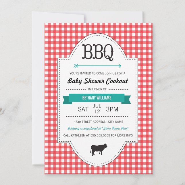Roligt BBQ Baby Shower Inbjudan (Framsida)