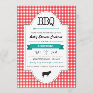 Roligt BBQ Baby Shower Inbjudan