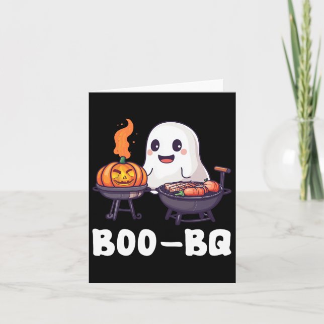 Roligt Bbq Rbecue Boo Ghost Halloween Matching Cos Kort (Framsida)