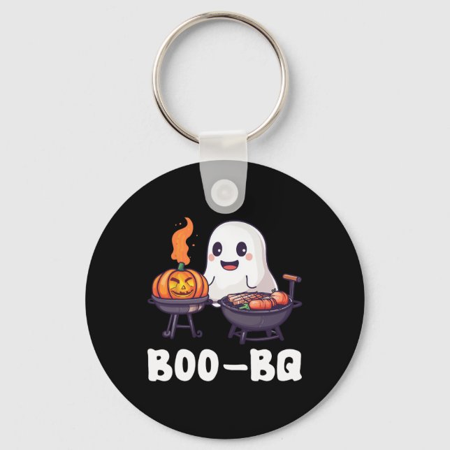 Roligt Bbq Rbecue Boo Ghost Halloween Matching Cos Nyckelring (Framsida)