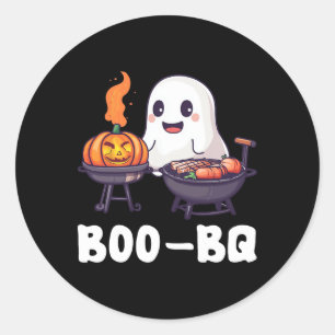 Roligt Bbq Rbecue Boo Ghost Halloween Matching Cos Runt Klistermärke