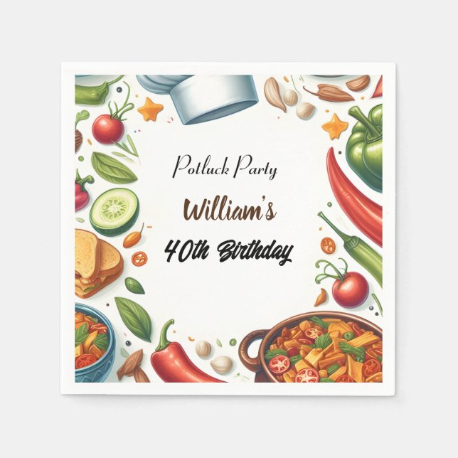 Roligt Bbq Taco Chef Soppa Potluck Party 40:e föde Pappersservett (Framsidan)