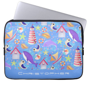 Roligt Beach Blue Electronics Bag Laptop Fodral