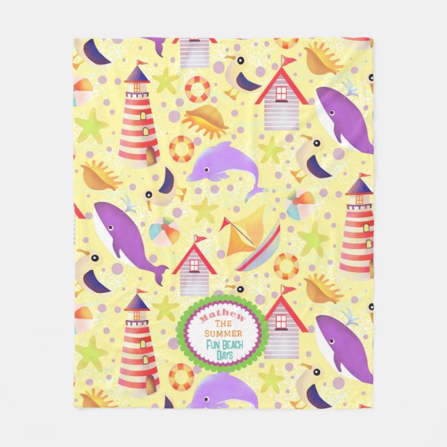 Roligt Beach Gult Fleece Blanket (Framsidan)