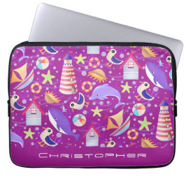 Roligt Beach Magenta Electronics Bag Laptop Fodral