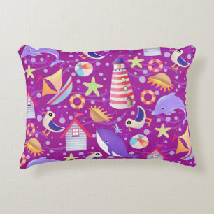 Roligt Beach-Magentans dekorfärg Prydnadskudde