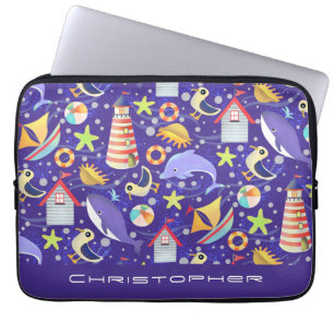 Roligt Beach Navy Electronics Bag Laptop Fodral