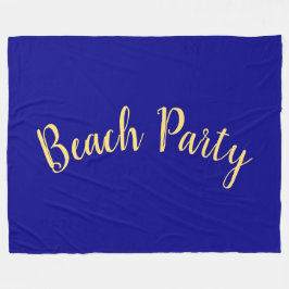 Roligt BEACH PARTY Text Deep Royal Ocean Blue Fleecefilt