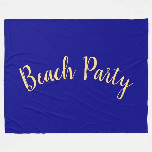 Roligt BEACH PARTY Text Deep Royal Ocean Blue Fleecefilt (Framsidan (Horisontell))