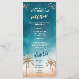 Roligt Beachy Teal och Guld Menu Meny