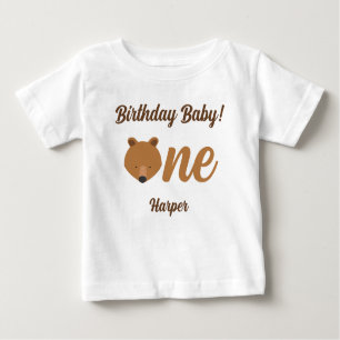 Roligt Bear First Birthday Baby T-Shirt