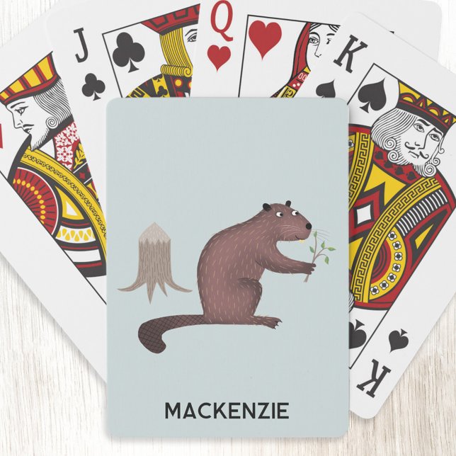 Roligt Beaver Personlig Namn Casinokort (Fun beaver personalized custom name playing cards)