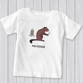 Roligt Beaver Personlig Namn T Shirt