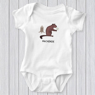 Roligt Beaver Personlig Namn T Shirt