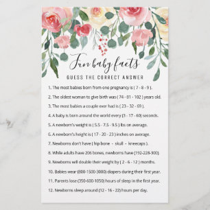 Roligt Bebis Fakta Spel med Svar Baby Shower fest